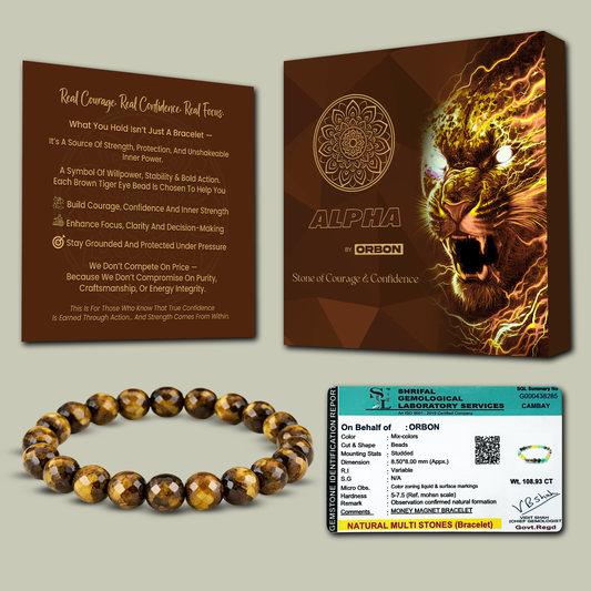 ALPHA Diamond Cut Brown Tiger Eye Bracelet