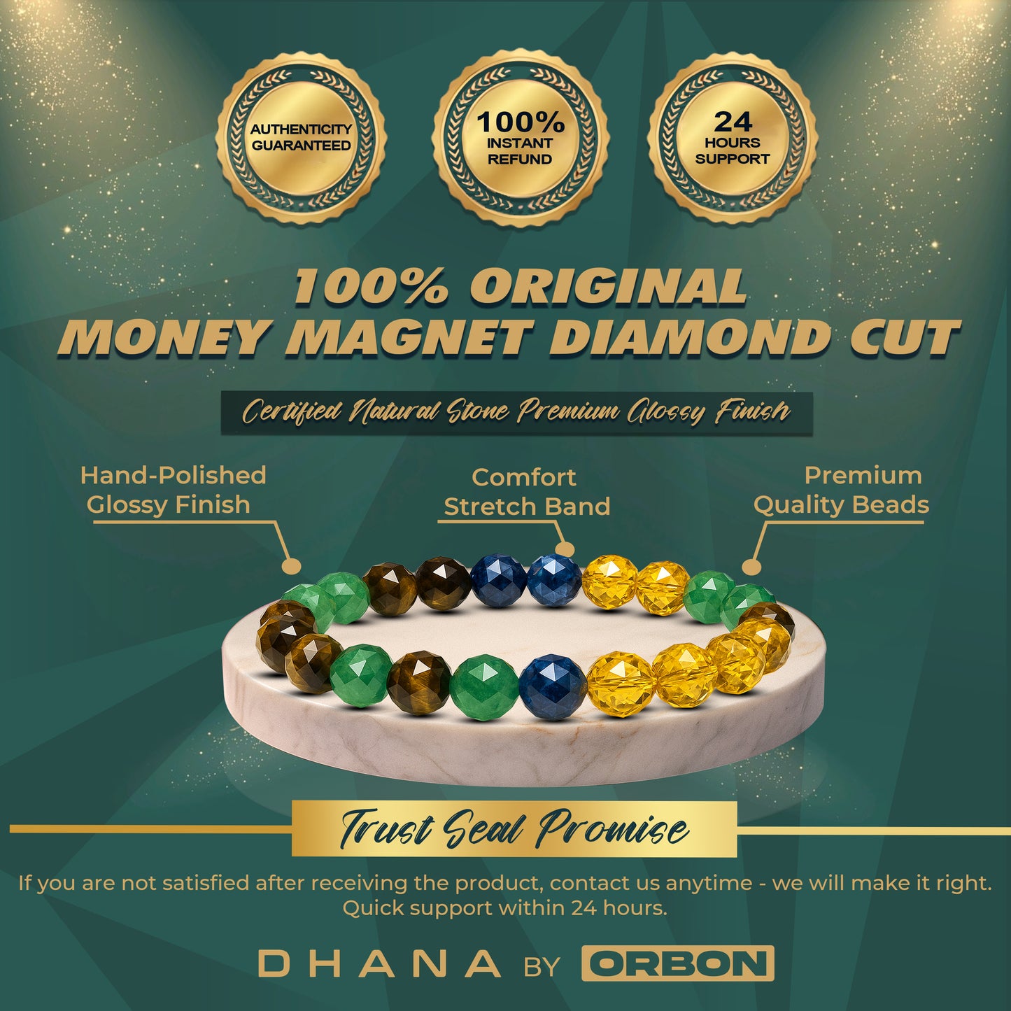 DHANA Diamond Cut Money Magnet Bracelet