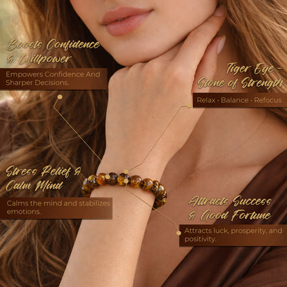 ALPHA Diamond Cut Brown Tiger Eye Bracelet