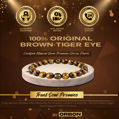 ALPHA Diamond Cut Brown Tiger Eye Bracelet