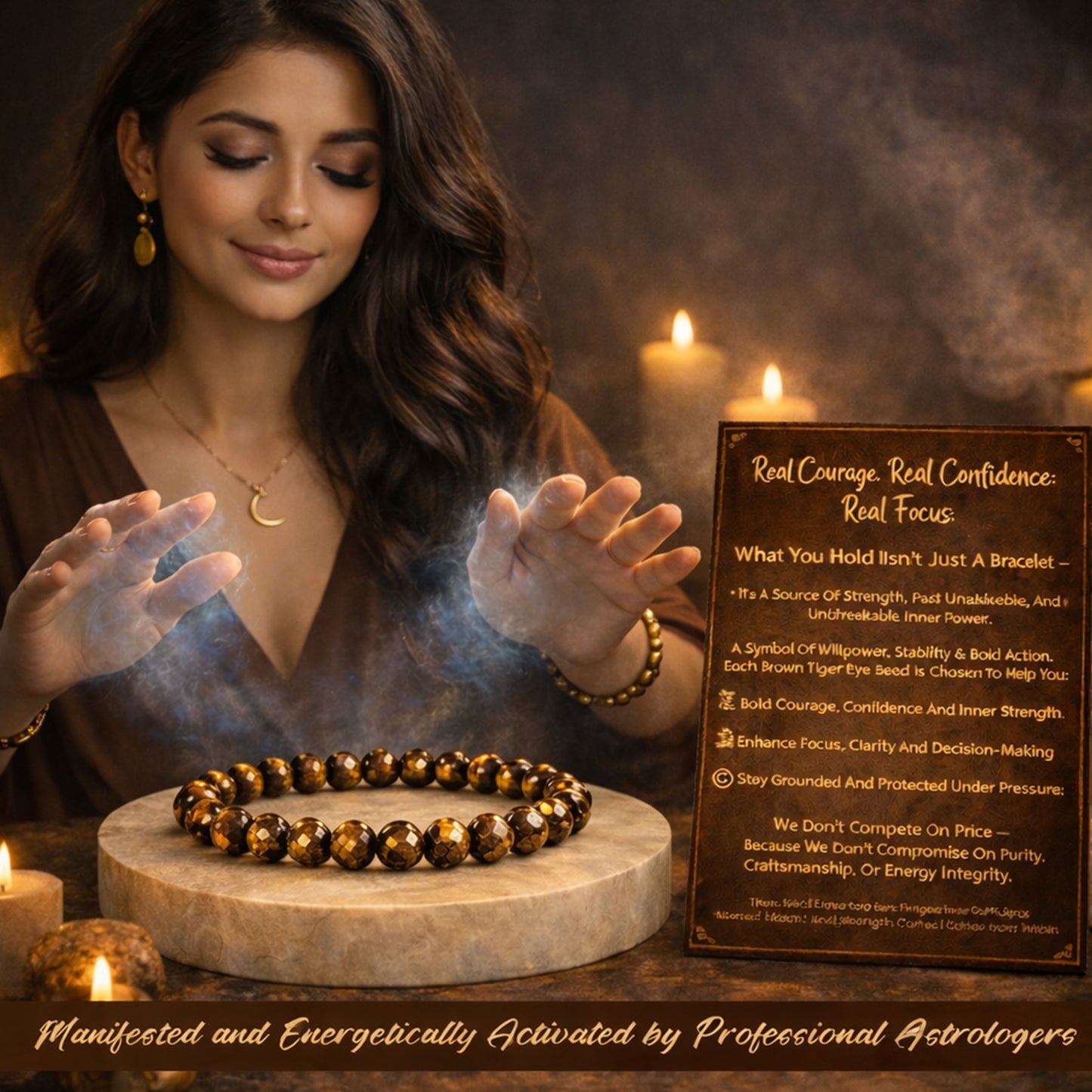 ALPHA Diamond Cut Brown Tiger Eye Bracelet