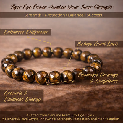 ALPHA Diamond Cut Brown Tiger Eye Bracelet