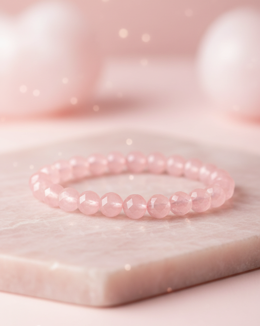 LUVA Diamond Cut Rose Quartz Bracelet
