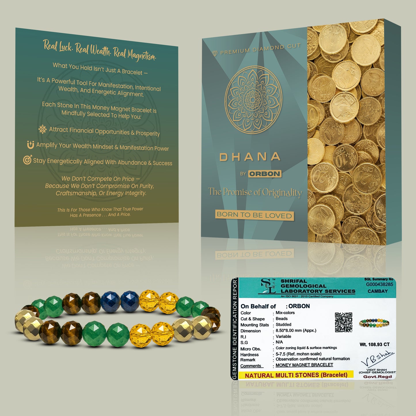 DHANA Diamond Cut Money Magnet Bracelet