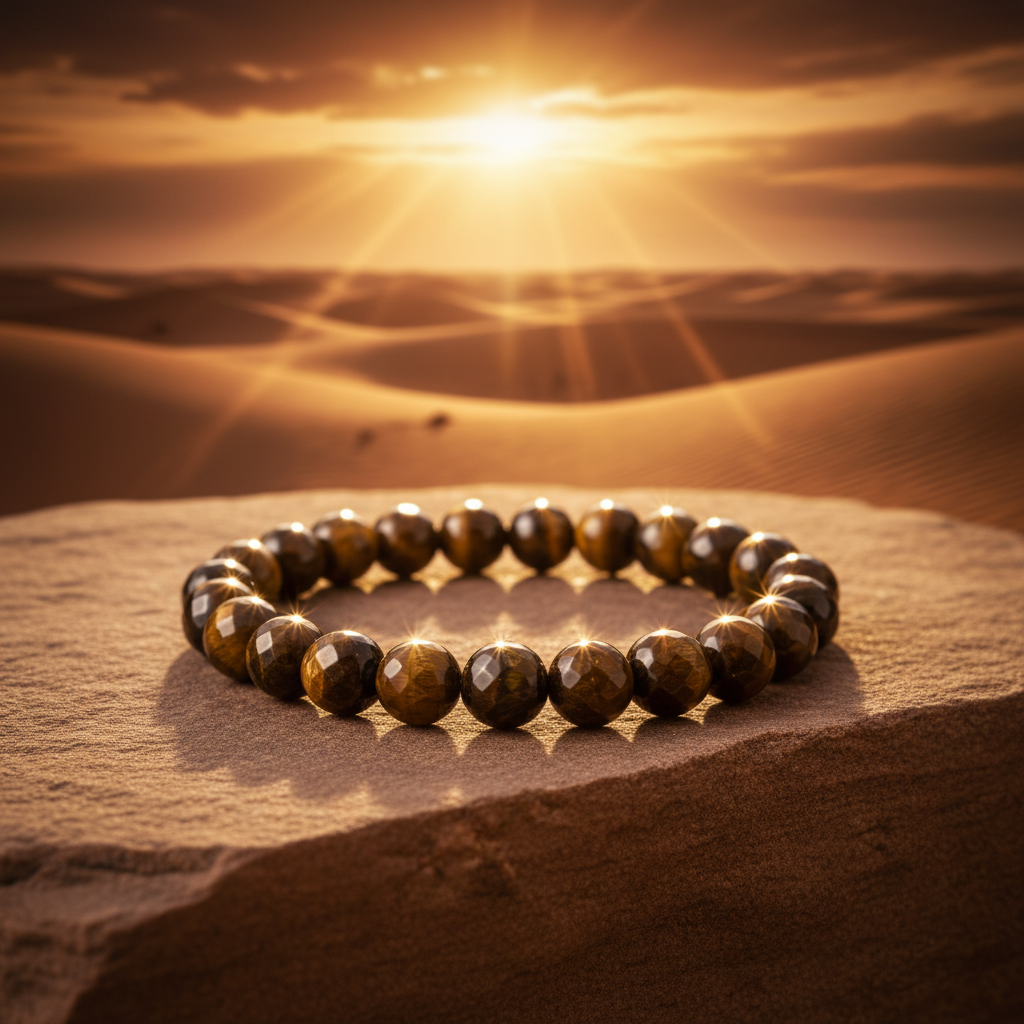 ALPHA Diamond Cut Brown Tiger Eye Bracelet - Lifestyle Cover