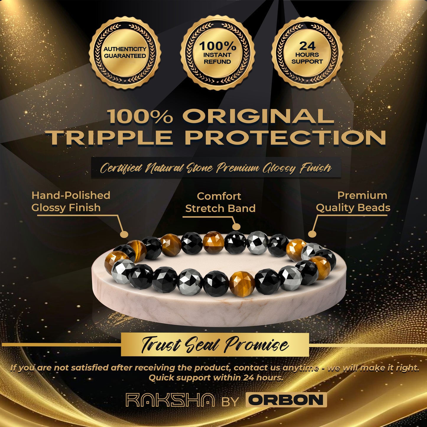 RAKSHA Diamond Cut Triple Protection Bracelet