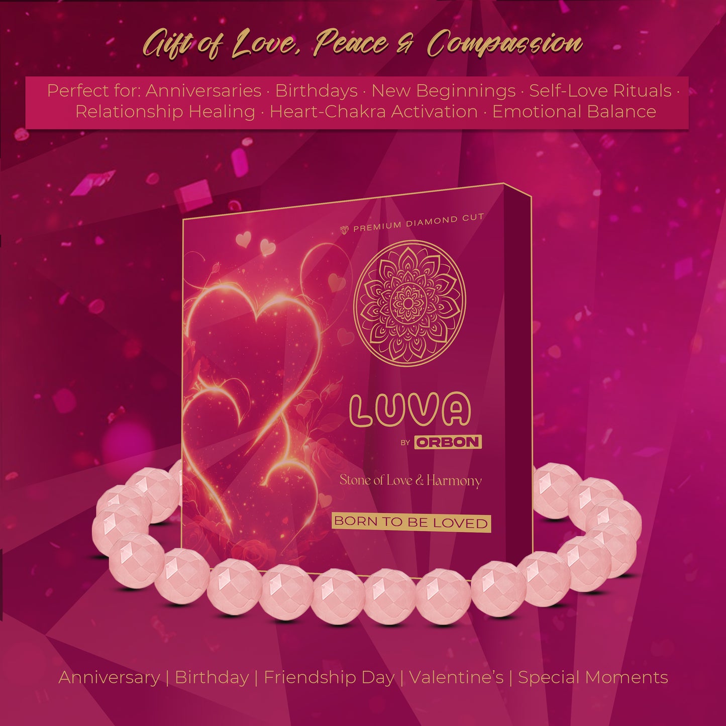 LUVA Diamond Cut Rose Quartz Bracelet