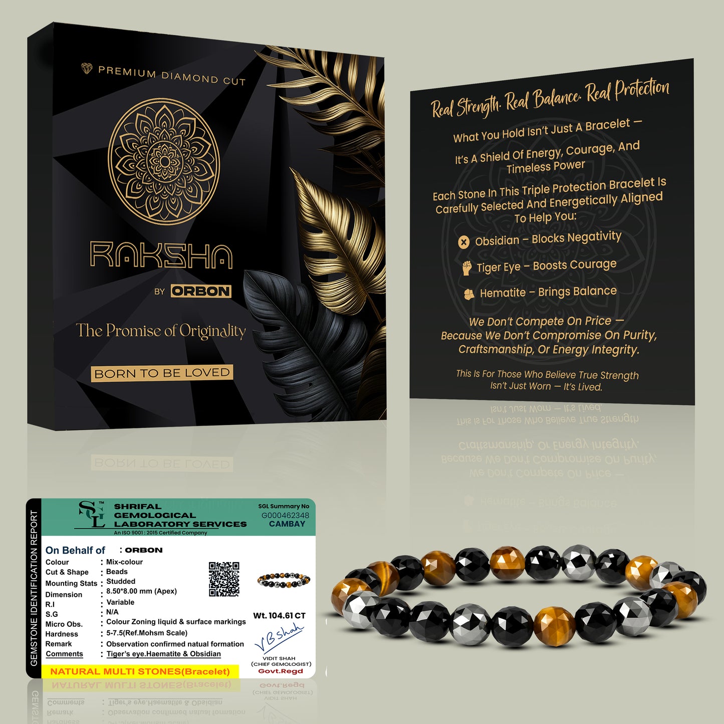 RAKSHA Diamond Cut Triple Protection Bracelet